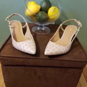 Calvin Klein patent leather slingbacks